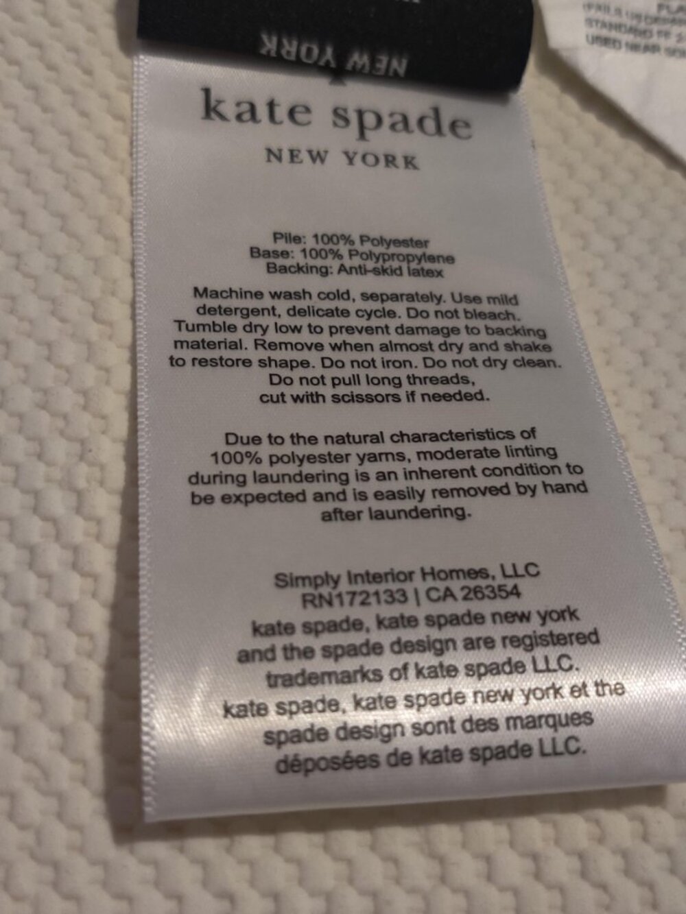 NEW!  KATE SPADE NEW YORK PINK & WHITE STRIPED BATH RUG - Picture 5 of 6